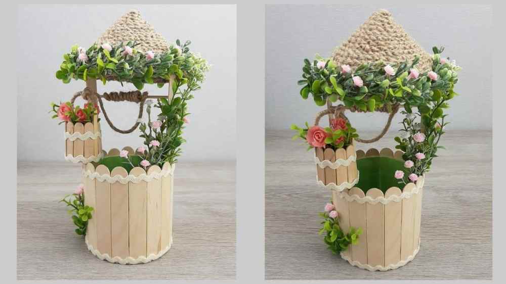 gantungan dinding dari stik eskrim dan tali rami